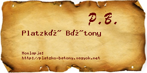 Platzkó Bátony névjegykártya